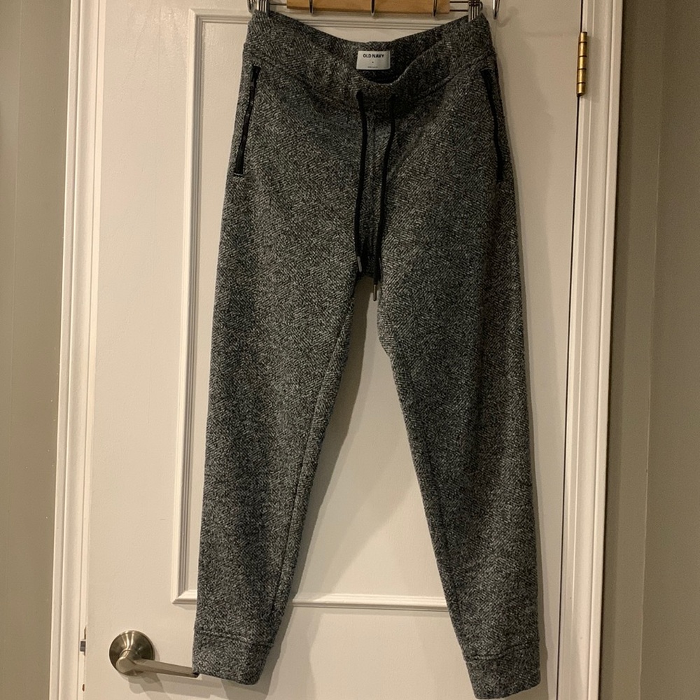Men's Old Navy medium zip pocket joggers sweatpants grey black Sz M